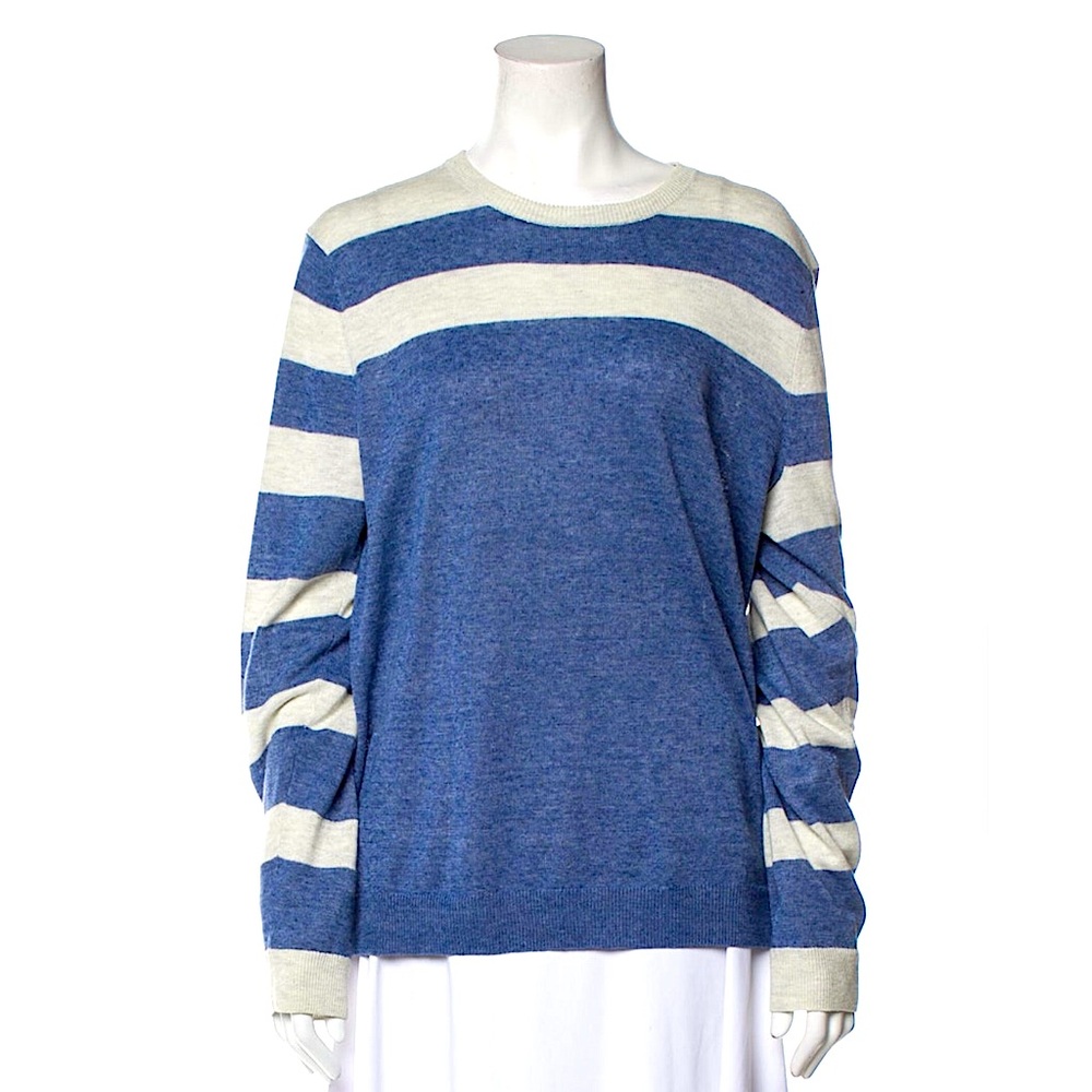 Vince | Blue & White Striped Scoop Neck Sweater